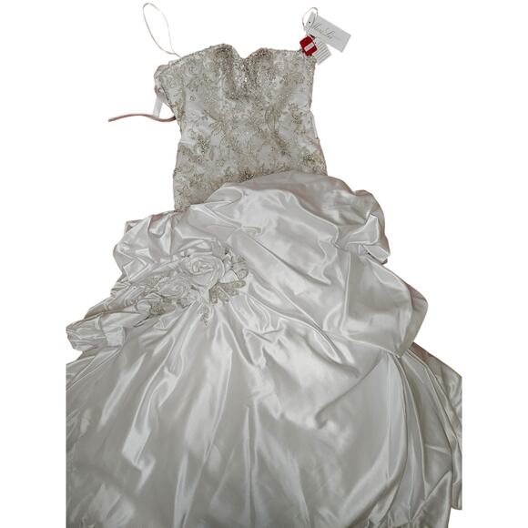 New Mori Lee Madeline Gardner Wedding Gown 1824 Size 8 Beaded Bodice & Satin - Picture 7 of 11